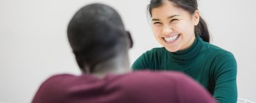 woman smiling meeting